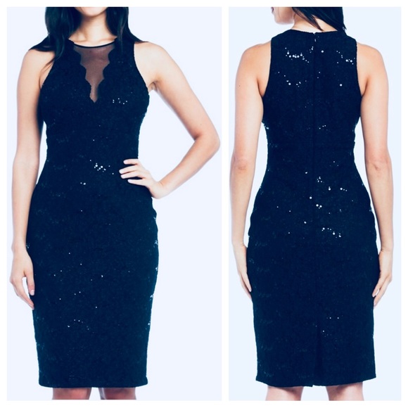 NWT Night Way Blue Lace & Sequins Cocktail Dress 10 - Picture 7 of 11